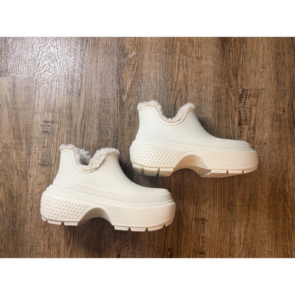 Crocs Stomp Lined Clogs Bone Platform Faux Fur Mens 6 Womens 8 210673